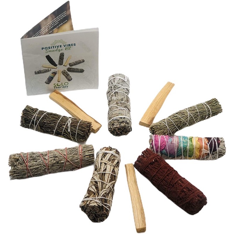 SoloTherapy Smudge Kit Spiritual  - Bó thơm và gỗ palo dùng thanh tẩy - Order trực tiếp Amazon US
