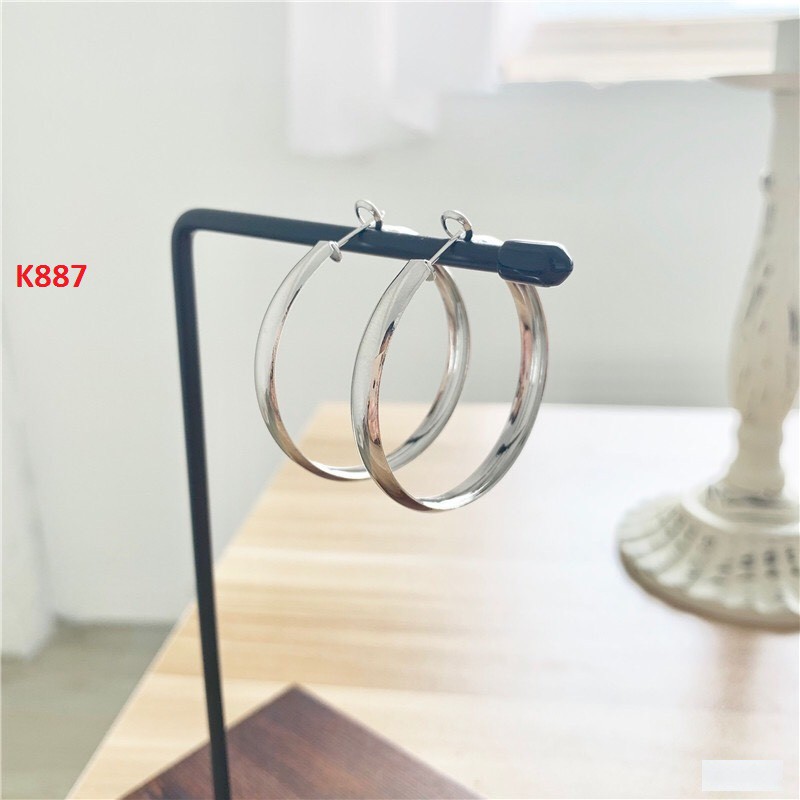 Khuyên tai tròn bản mỏng đường kính to K887 Maycorner