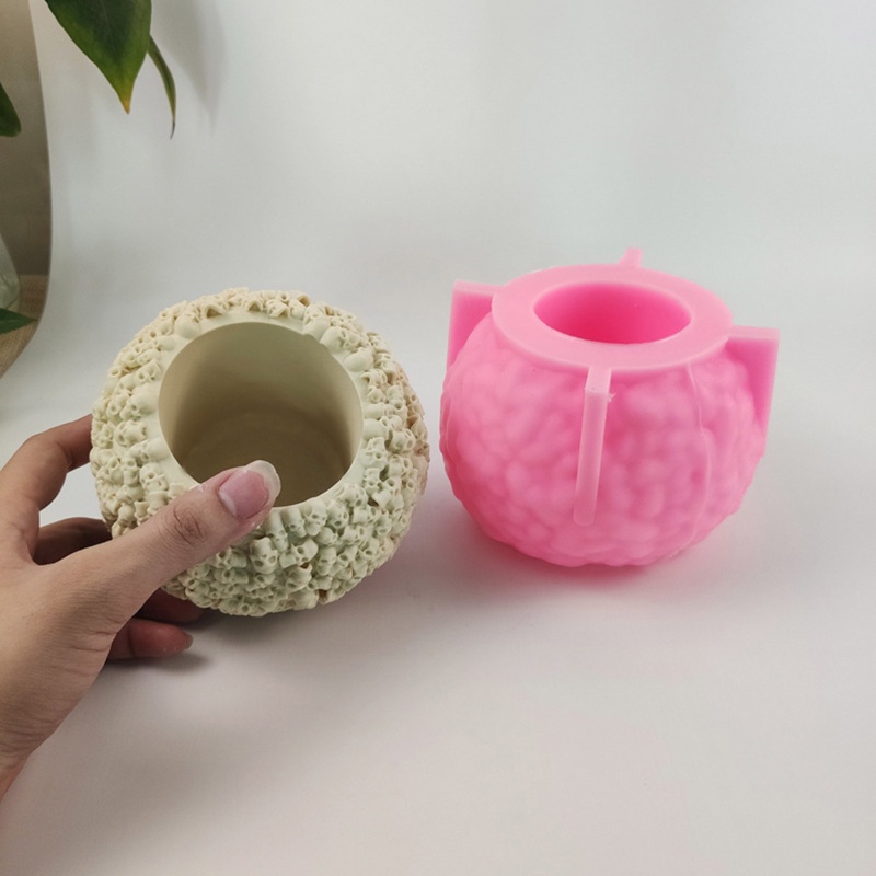 Khuôn Silicone Làm Chậu Hoa Hình Đầu Lâu Halloween