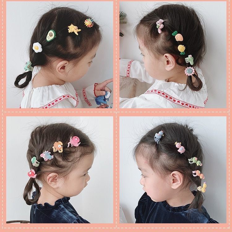 Set 10 dây thun buộc tóc họa tiết hoạt hình dễ thương cho bé gái Chun cột tóc cho bé