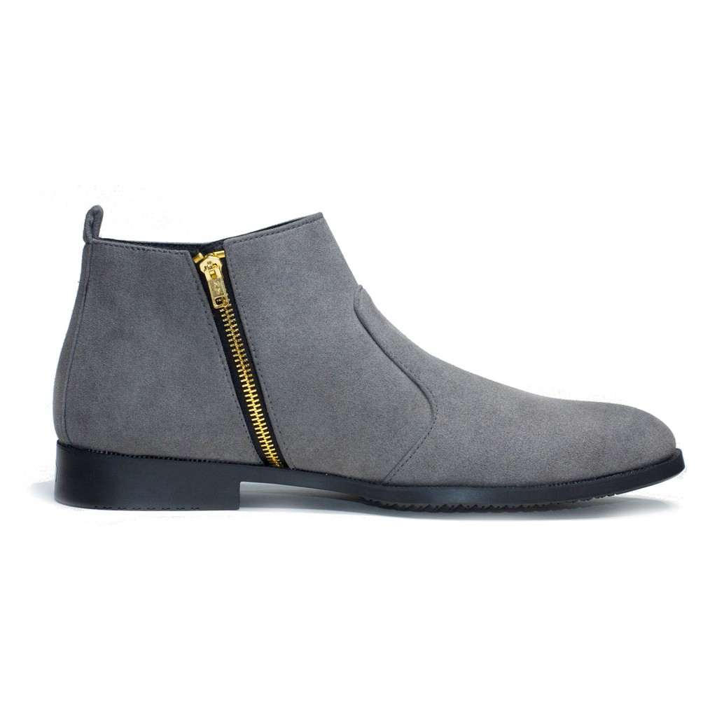 [Shop Uy Tín] Giày Chelsea Boot Nam Cổ Khóa Rất Dễ Xỏ Da Búc Màu Xám Cực Đẹp - CB521-bucxamkhoa(V)-XAMBUCK