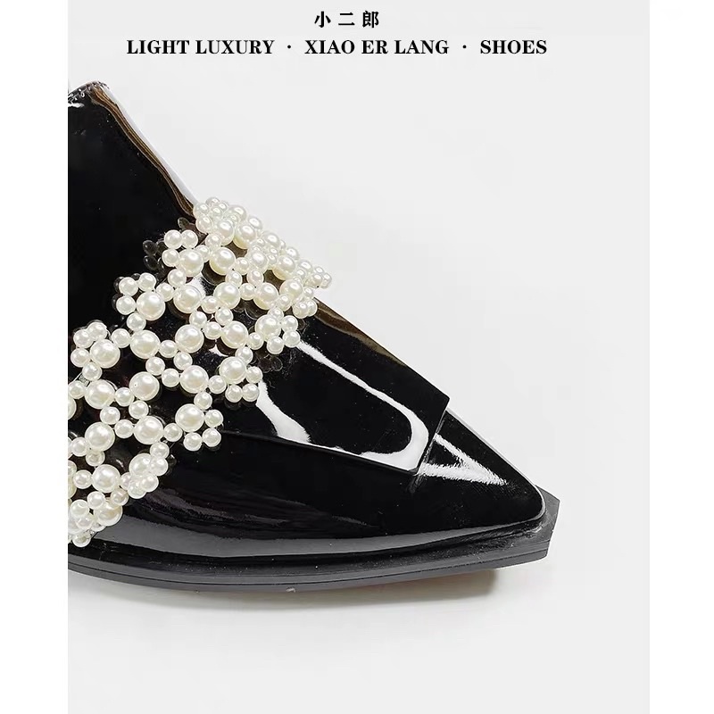 Giày thiết kế local Trung Xiaoerlang gót pha lê đính đá
