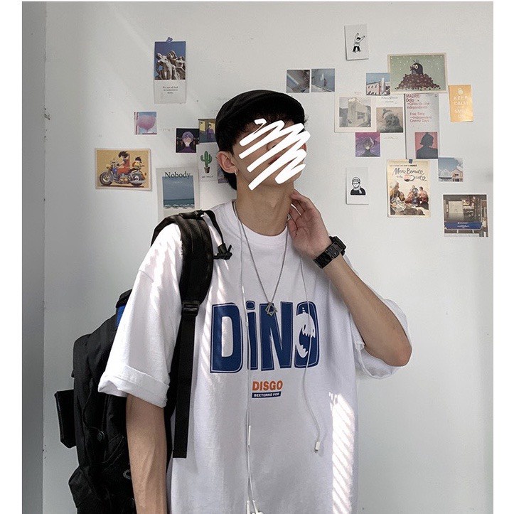 Áo thun tay lỡ ,form rộng 2 màu in chữ DINO nam nữ mặc cực chất