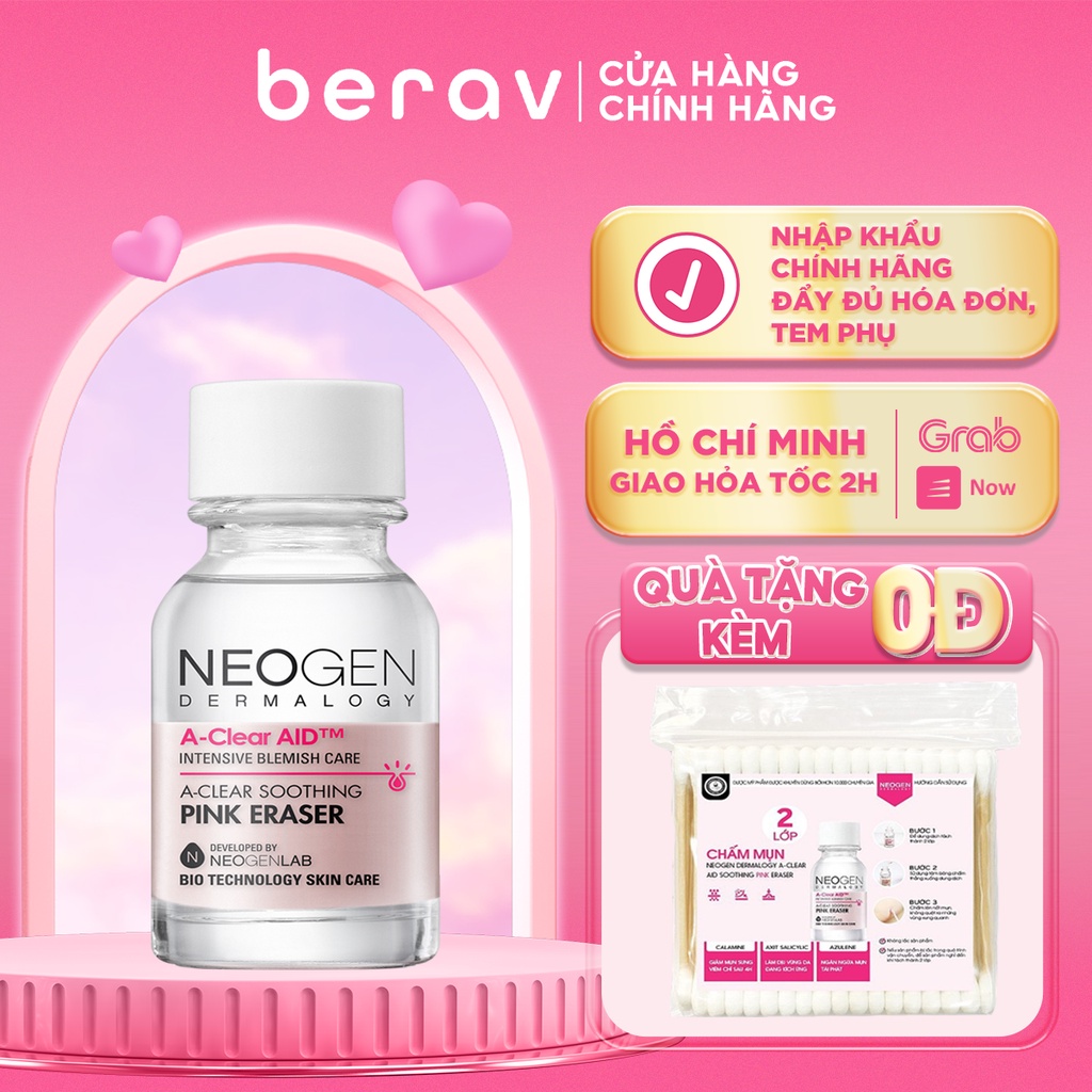 Chấm Mụn NEOGEN DERMALOGY 2 Lớp Xẹp Mụn Sau 4H A-Clear Aid Soothing Pink Eraser 15ml