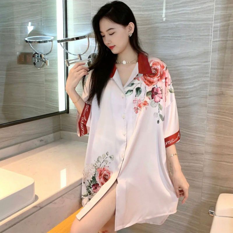 Đầm Ngủ Lụa Mỏng Dáng Rộng Thoáng Khí Thời Trang Mùa Hè Cho Mẹ Bầu