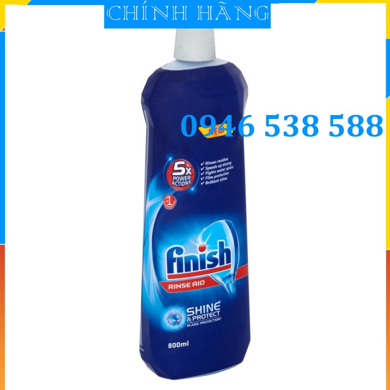 Combo 2 chai Nước làm bóng Finish 800ml, dung dịch nước làm bóng bát finish 800ml, dầu bóng finish 750ml, 400ml, 500ml