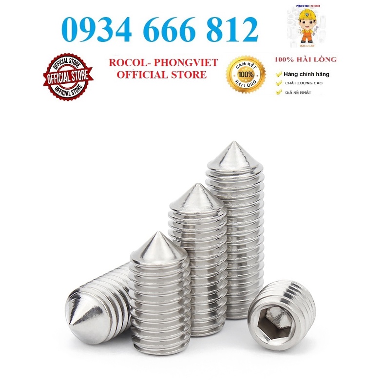 Set 50c và 10c M6 Vít trí đầu nhọn inox304 M6