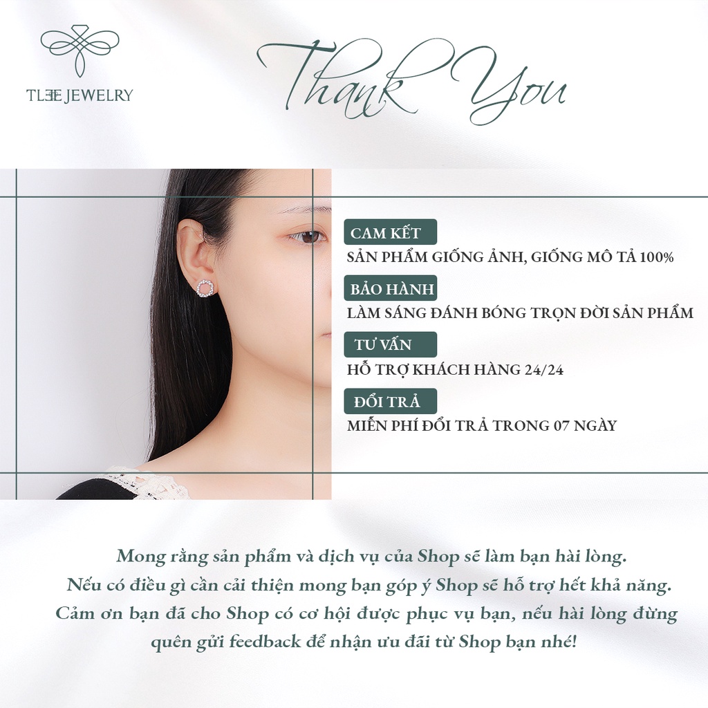 Khuyên tai bạc nữ TLEE Bluesea nạm đá cao cấp sang trọng NCJ B0129