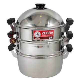 Bộ nồi xửng hấp zebra 3 tầng, 28cm x 41cm - 164428, hàng thái lan inox 304