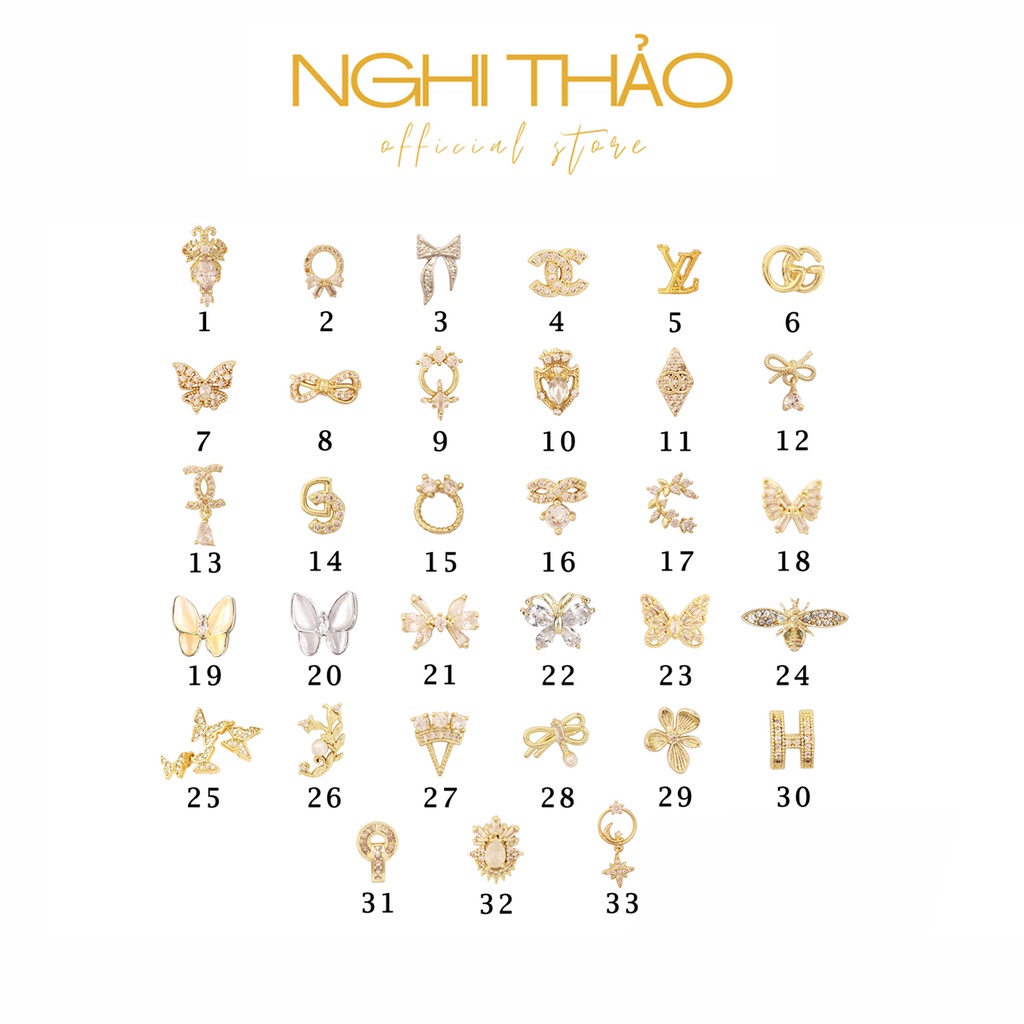Charm nail cao cấp NGHI THẢO gold 1-20