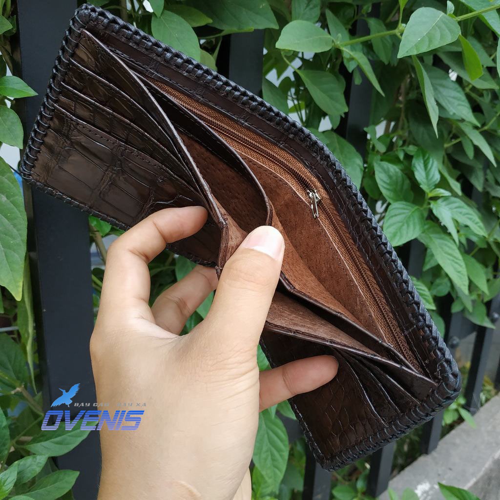Ví Nam Da Cá Sấu.  Đan Viền Thủ Công Chắc Chắn!
