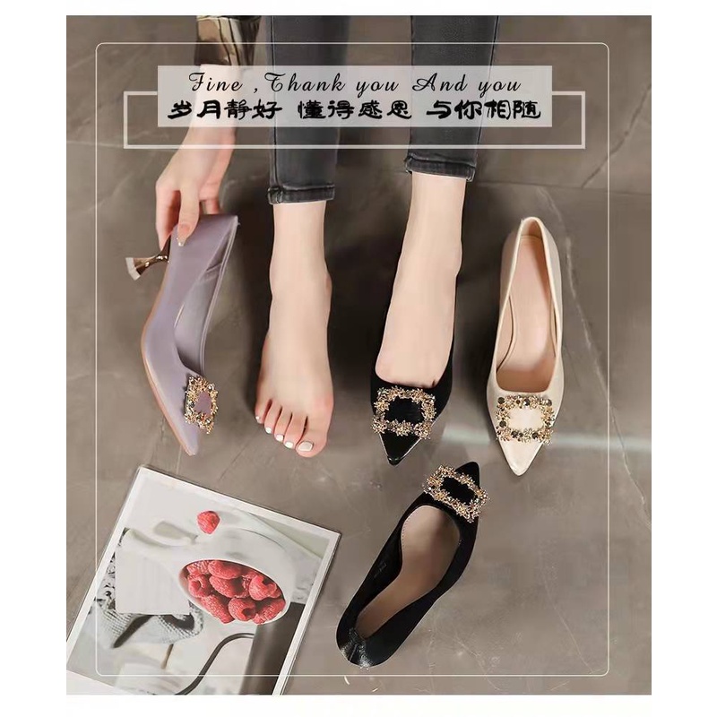 Giày Cao Gót Mũi Nhọn Thiết Kế Mới Thời Trang Dành Cho Mùa Xuân