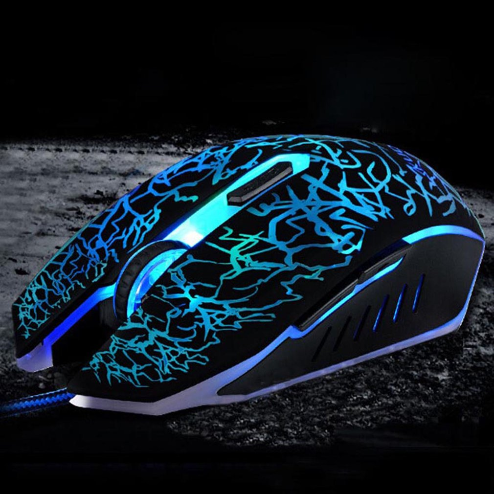 6 Buttons Crack Aggravated Colorful Backlight Game Mouse Luminous Wired USB Port Optical Gaming Mouse For PC Laptop