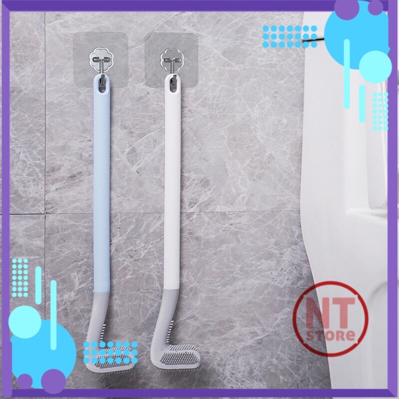 Cọ Bồn Cầu Silicon Chổi Cọ Toilet Chữ L Mẫu Mới Nhất (Tặng Kèm Móc Dán Tường)