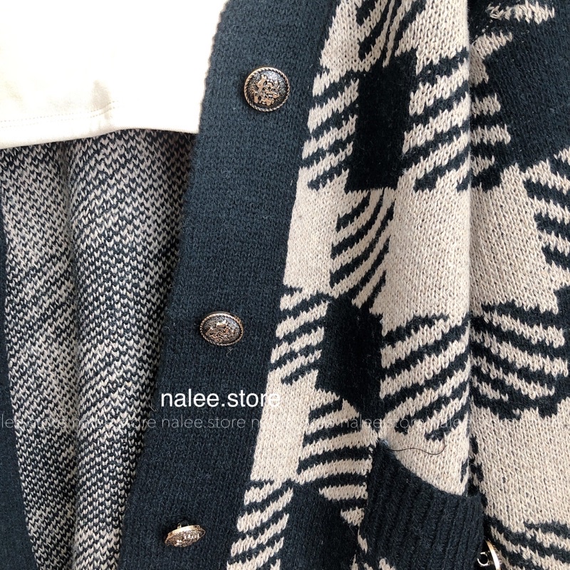 Len cardigan kẻ ô | BigBuy360 - bigbuy360.vn