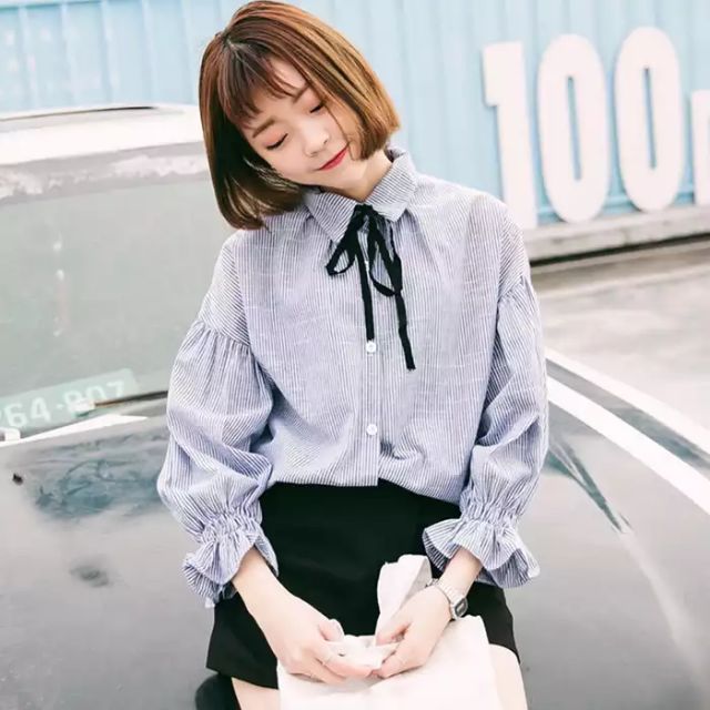 Áo sơmi dài tay, somi kiểu, áo somi nữ đẹp, áo kẻ sọc SM45