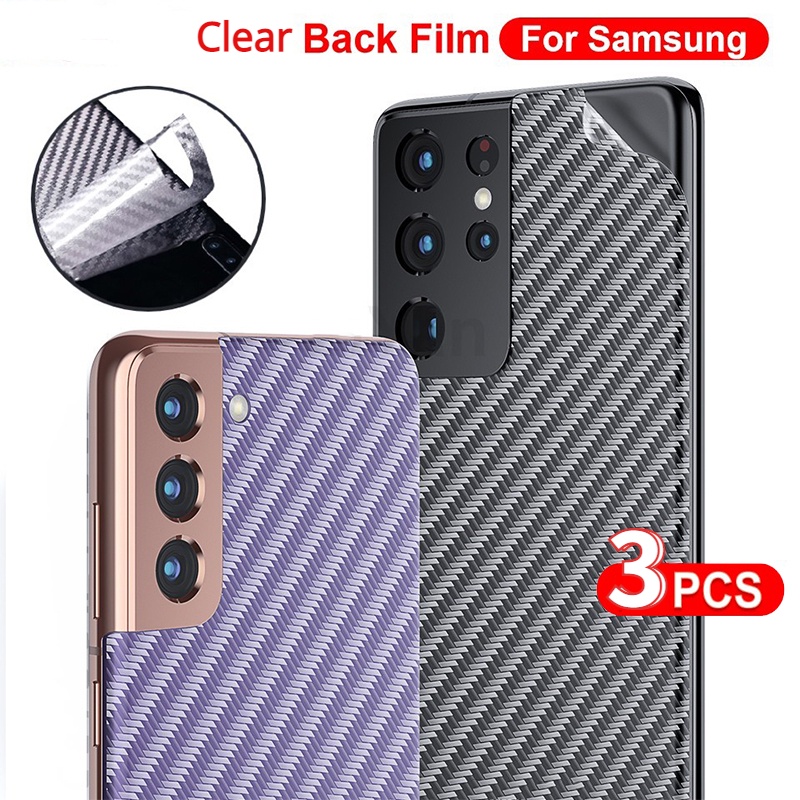 Bộ 3 Miếng Dán Lưng Họa Tiết Sợi Carbon Chống Bụi / Chống Dấu Vân Tay Cho Samsung S22 Plus Ultra