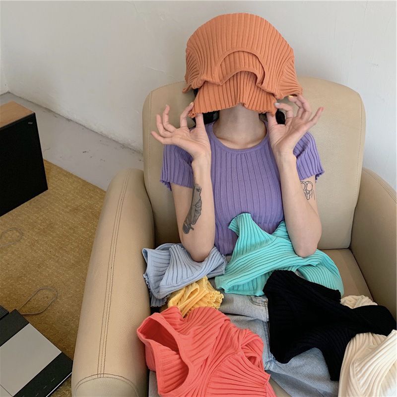 Áo Thun Nữ Nhỏ Nhắn Dễ Thương  100% Len Mịn Thời Trang Croptop Teen