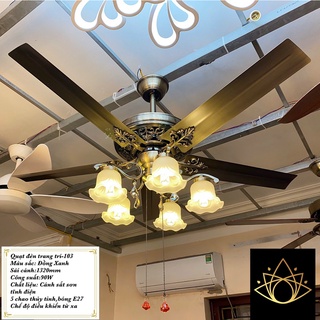   Tặng Móc Treo,Bóng Điện Quạt Trần Cánh Thép Có Đèn Chùm,Động Cơ DC 6 Chế Độ Mát,Điều Khiển Từ Xa Cho Phòng Khách,Ngủ 