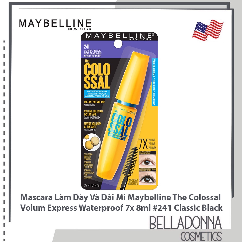 Mascara Làm Dày Và Dài Mi Maybelline The Colossal Volum Express Waterproof 7x 8ml #241 Classic Black