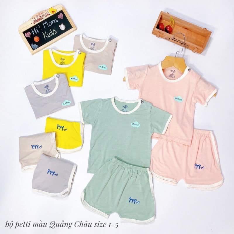 (4-14kg) Bộ cộc cài vai vải petit cực thích cho bé - Hi! Mom