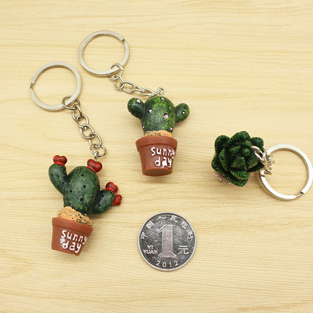 Móc Khóa Hình Chậu Cây Xương Rồng Bằng Nhựa Nhiều Màu Sắc