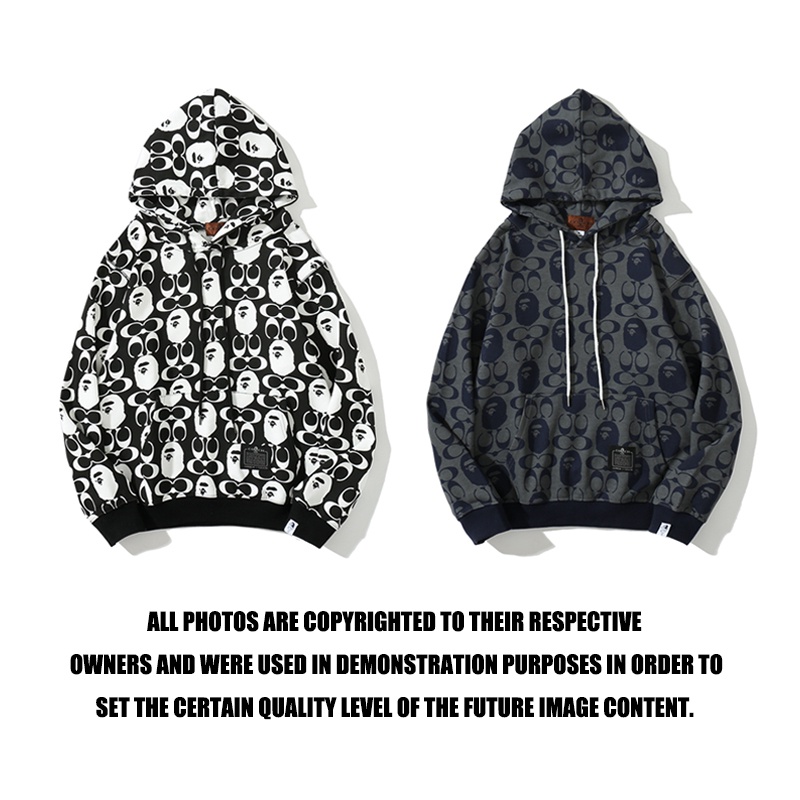 Bape Thời Trang In Áo Hoodie Cotton Unisex