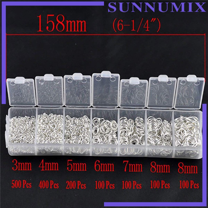 [SUNNIMIX]1500 Pcs Open Jump Rings Box Set for DIY Jewelry Making Finding Gold