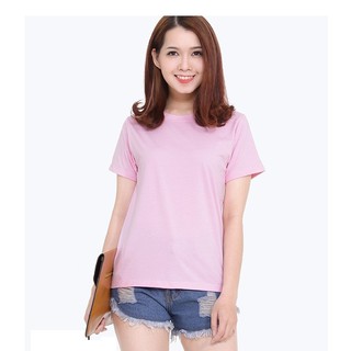 ÁO THUN TRƠN CỔ TRÒN MÀU HỒNG NHẠT TAY NGẮN NAM NỮ ( CÓ CẢ SIZE EM BÉ ) XZHUN1