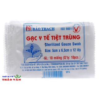 Gạc y tế tiệt trùng Bảo Thạch (combo 5gói, 10 miếng/gói)