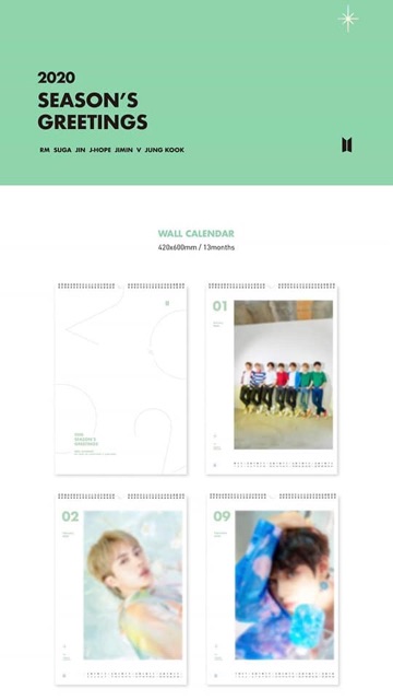 [CÓ QUÀ + CÓ SẴN] BTS SEASON'S GREETING 2020 Lịch treo tường BTS | BigBuy360 - bigbuy360.vn