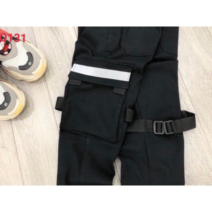 Quần Jogger Kaki Nam Nữ Chất [ hình thật 100 %] kiểu Phản Quang màu đen (077THPQ)