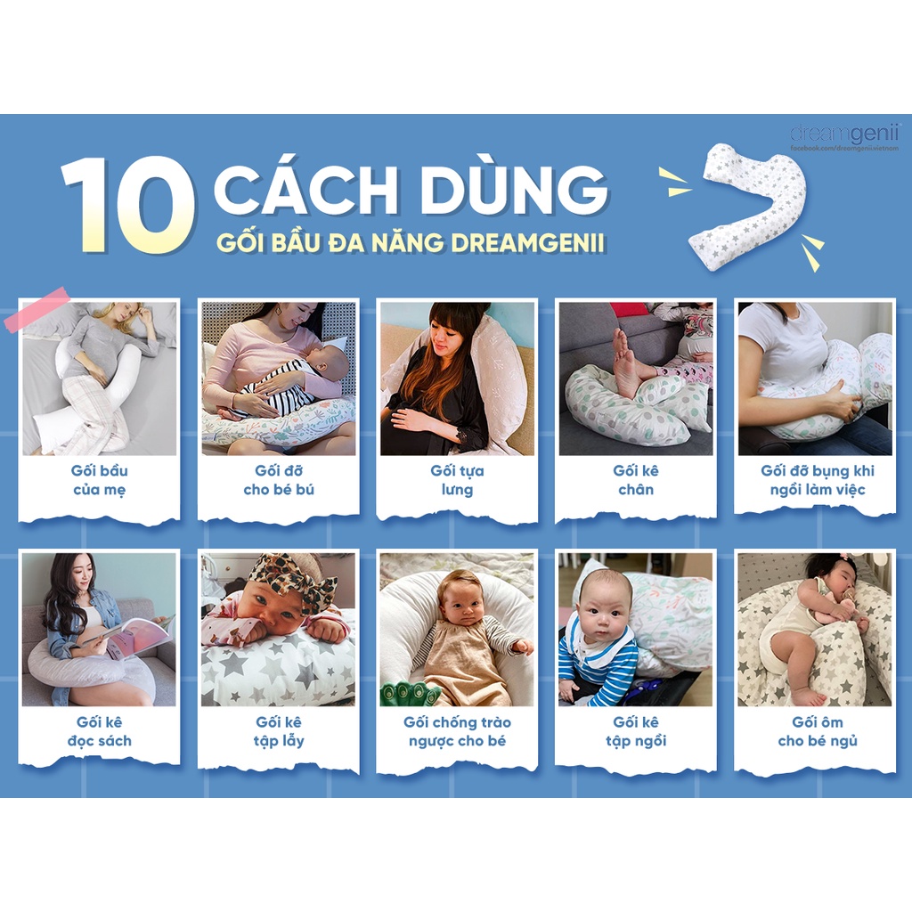 Gối bầu đa năng DREAMGENII từ Anh cho mẹ bầu