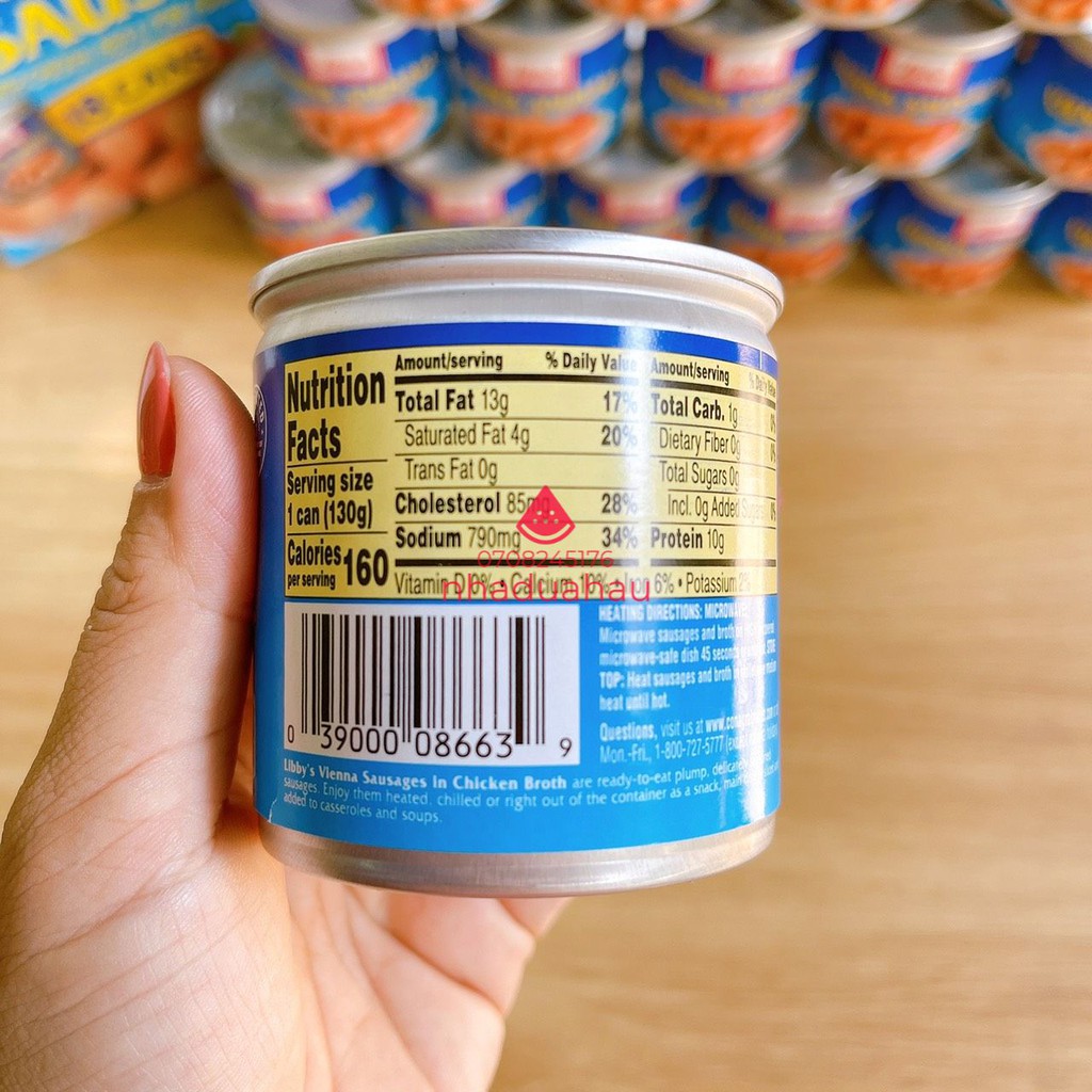 Một lon Xúc xích Libby's Vienna Sausage Mỹ lon có khóa 130g