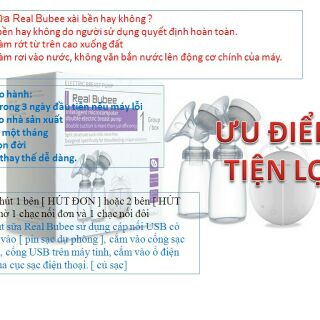 Máy hút sữa điện đôi real bubee 2 chức năng massa và hút.                                Máy hút sữa điện đôi real bubee