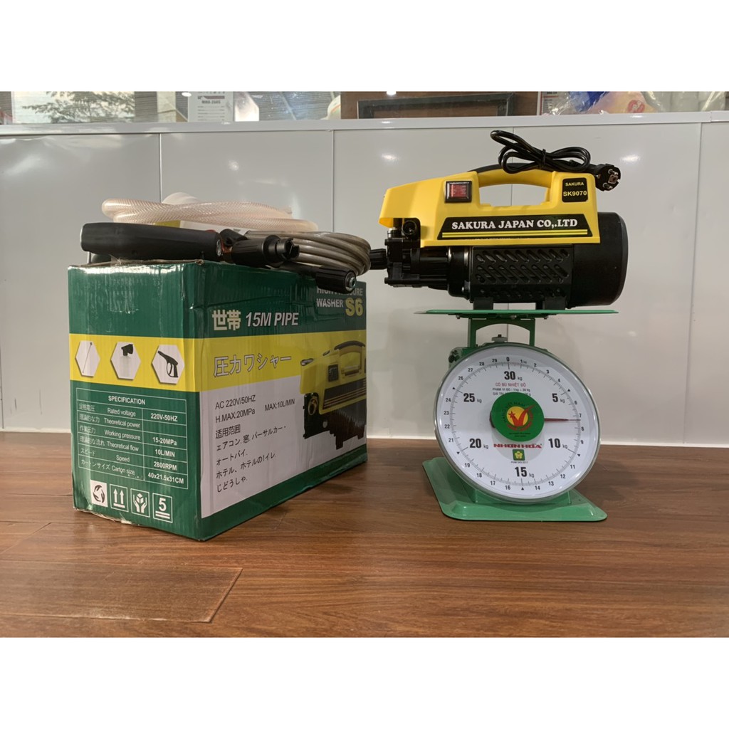 Máy bơm xịt rửa xe áp lực cao Sakura 2500w ,máy bơm xịt rửa xe áp lực cao mini +Tặng bình xà phòng