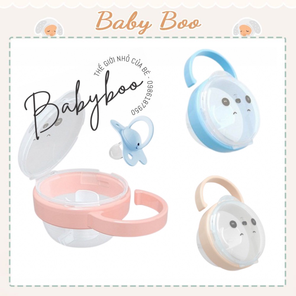 Hộp đựng ti giả, núm ti trong suốt, có móc treo [ babyboo]