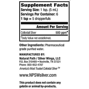 Keo bạc Natural Path Silver Wings Colloidal Silver 500ppm 30ml Chính Hãng