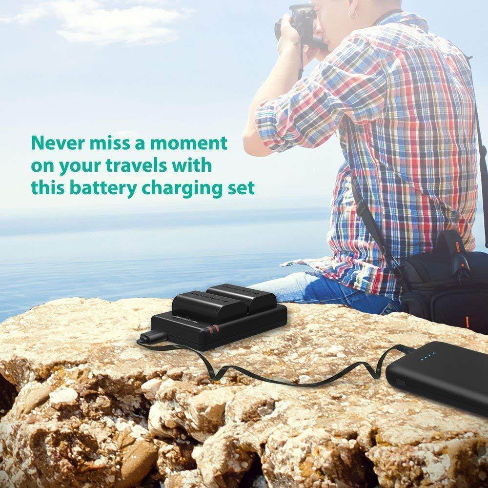 Bộ 2 pin+sạc đôi cho Canon LP-E6/E6N RAVPOWER dùng cho máy ảnh EOS R 90D 5d4 70D 6d2 R6 R5 5D2 5D3 60D 7D2 7D...