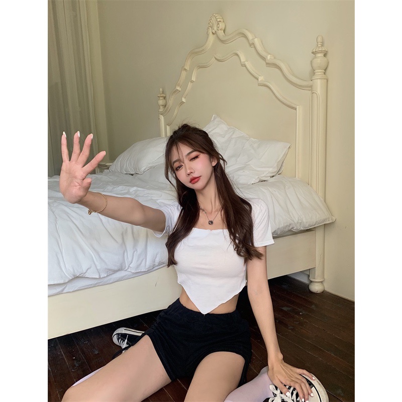 Áo croptop body vạt yếm 2 màu quyến rũ phong cách ulzzang/ Áo crt nữ cộc tay cổ vuông style hàn quốc dễ phối đồ_ranstore | BigBuy360 - bigbuy360.vn