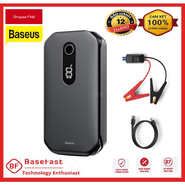 Bộ Kích Nổ cho ô tô , xe máy kiêm sạc dự phòng Baseus CRJS01-01 CRJS01-01Super Power Car Emergecy Start Power 12000mAh