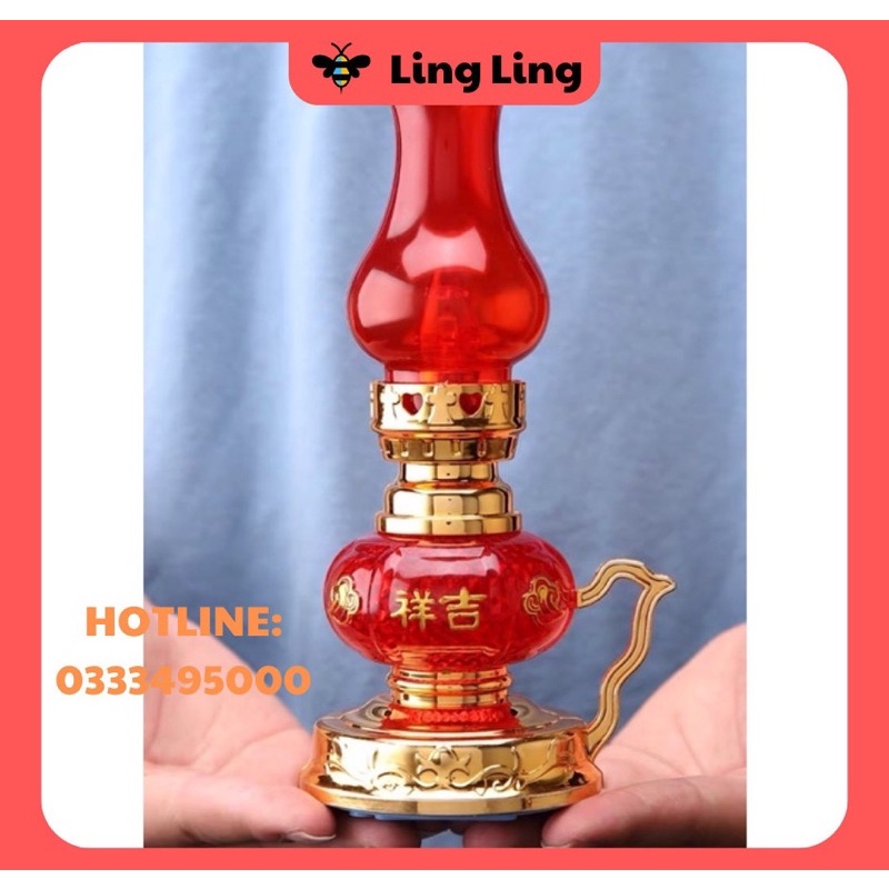 Đèn thờ vĩnh cửu,sử dụng pin, thiết kế cổ kính, hài hoà, cân đối, tăng phần trang nghiêm