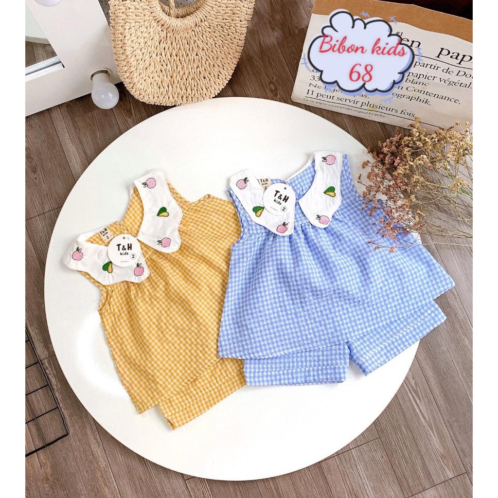 Set Bộ  Thô Kẻ Mềm Mịn Cho Bé Gái (sz 8-20kg) BB 68