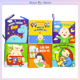 Sách vải cho bé, sách vải song ngữ, đa tương tác [Kích thước 18x18cm, 10 - 12 trang, an toàn tuyệt đối cho bé]