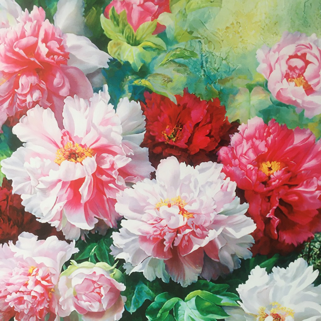 Tranh Hoa Mẫu Đơn , tranh in vải canvas kích thước 60x60cm