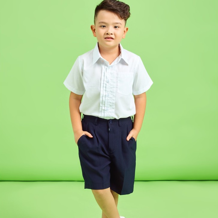 Quần ngắn xanh đen đồng phục học sinh nam cấp 1, cấp 2, cấp 3 Jadiny