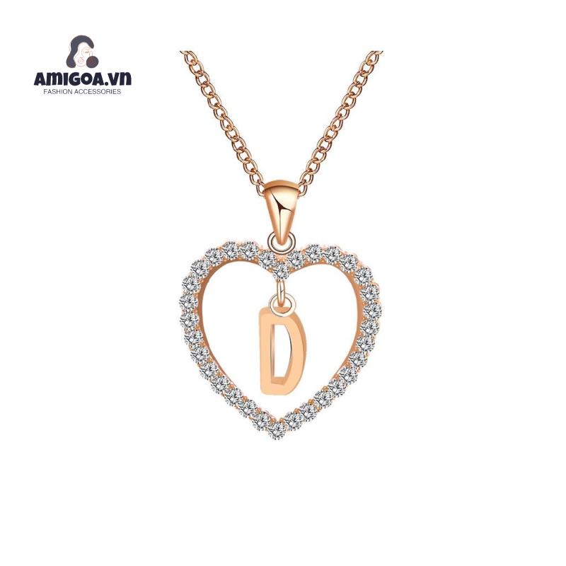 Vòng cổ Mặt 26 Chữ Cái Đính Đá Đơn Giản Thời Trang