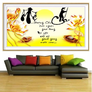 Tranh thêu chữ thập Cha Mẹ Kích thước 65 x 43cm