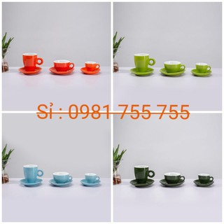 Bộ 3 Tách cafe,LY cafe nhiều màu sắc ( kèm đĩa lót ) GỐM SỨ BÁT TRÀNG CAO CẤP