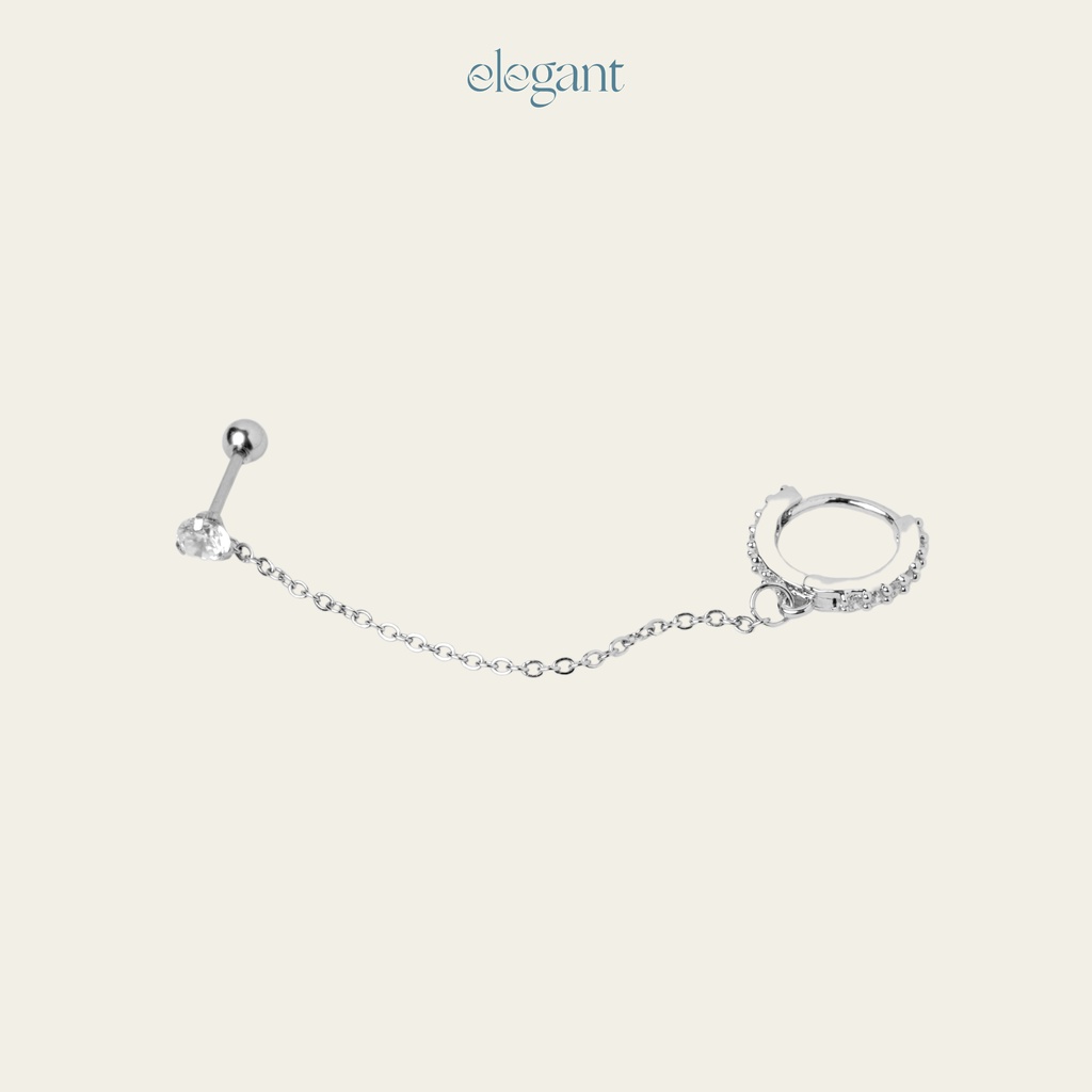 Khuyên tai vòng xích và đá CRYSTAL CHAIN HOOP Elegant